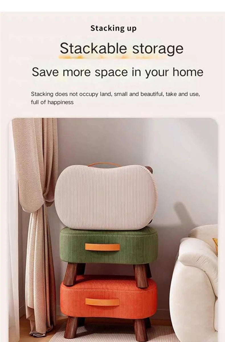 Wooden Fabric Footstool