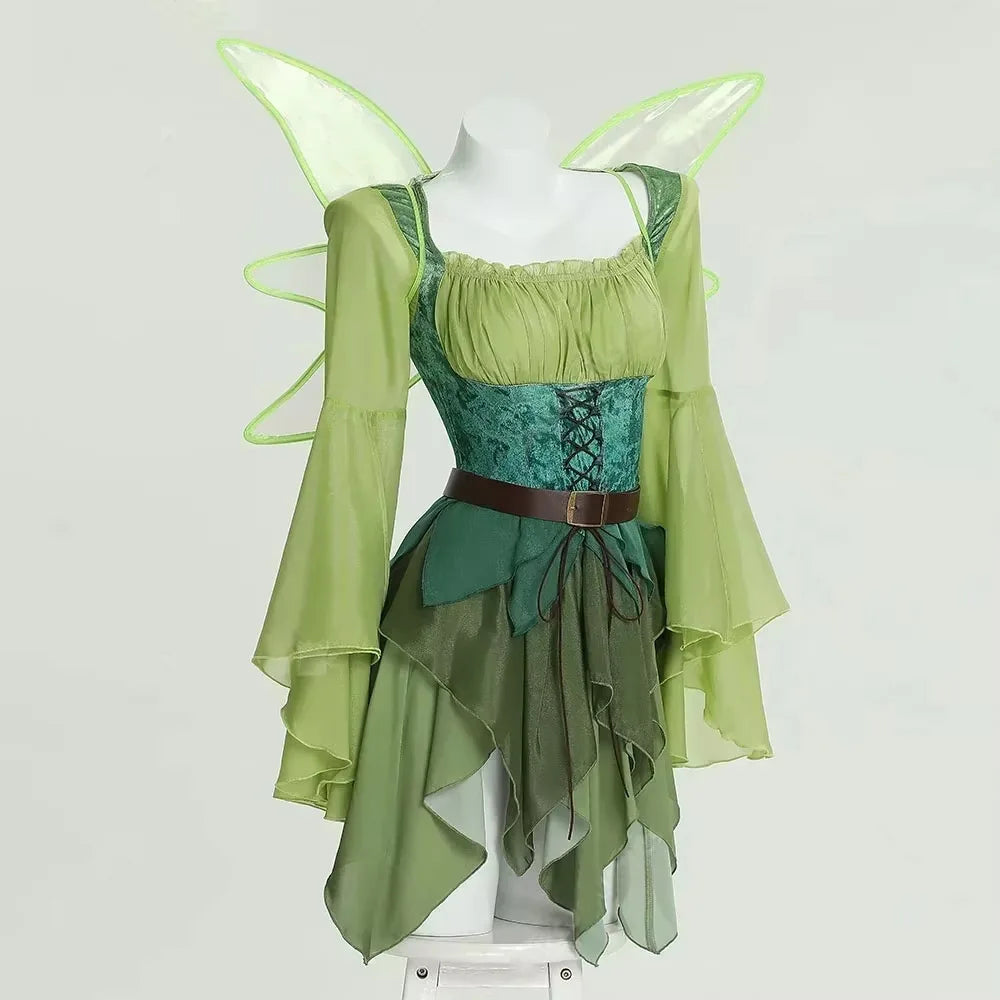 Medieval Green Elf Cosplay Dress