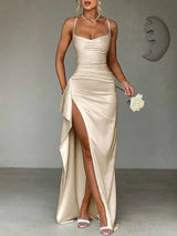 Midnight Satin Slip Gown