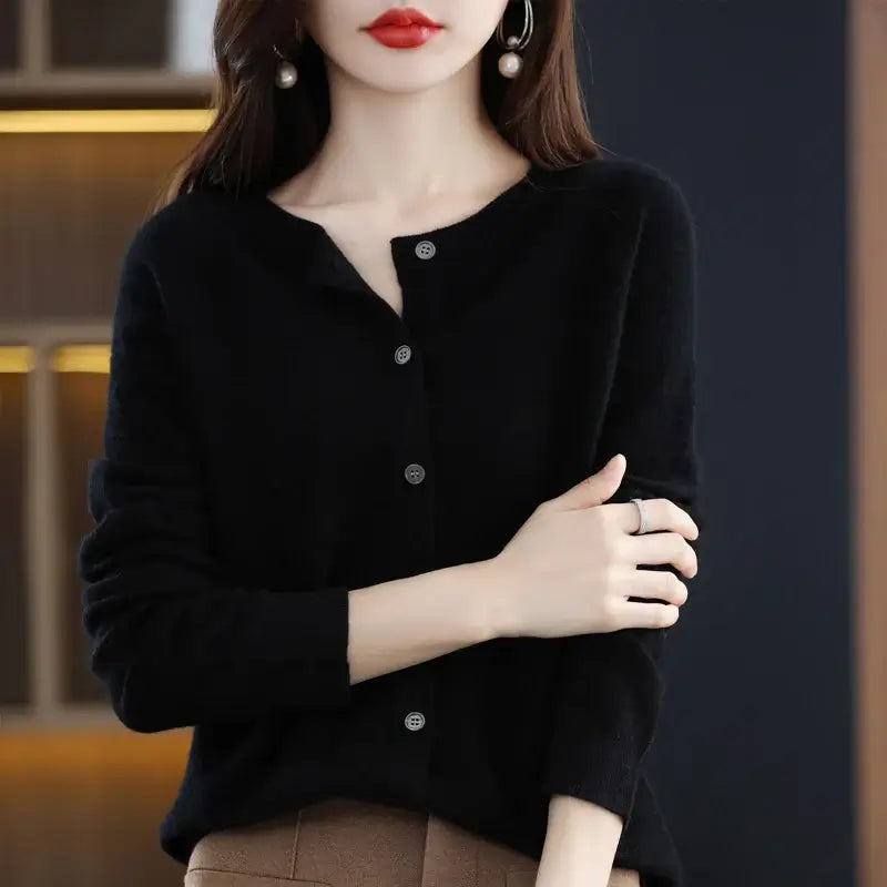 Women Merino Wool Cashmere Cardigan