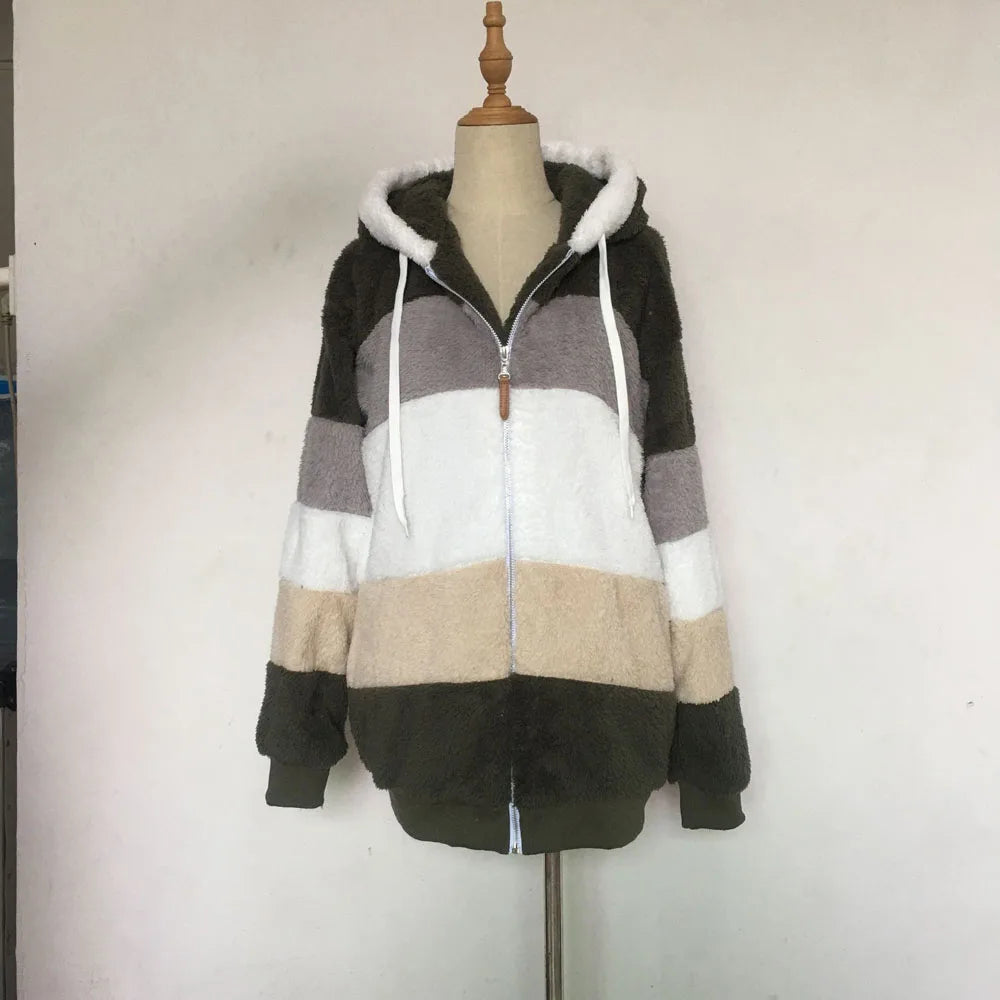 Women's Plus Size Long Teddy Bear Coat