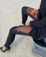 Women Sheer Lace Trousers