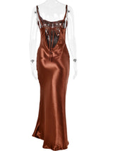 Midnight Satin Lace-Up Gown