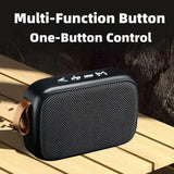 Portable outdoor Bluetooth 5.0 mini speaker with multi-function button and one-button control, ideal for on-the-go music.