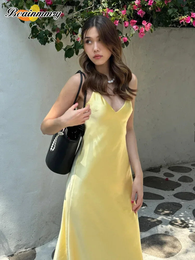Golden Luxe Satin Maxi Dress