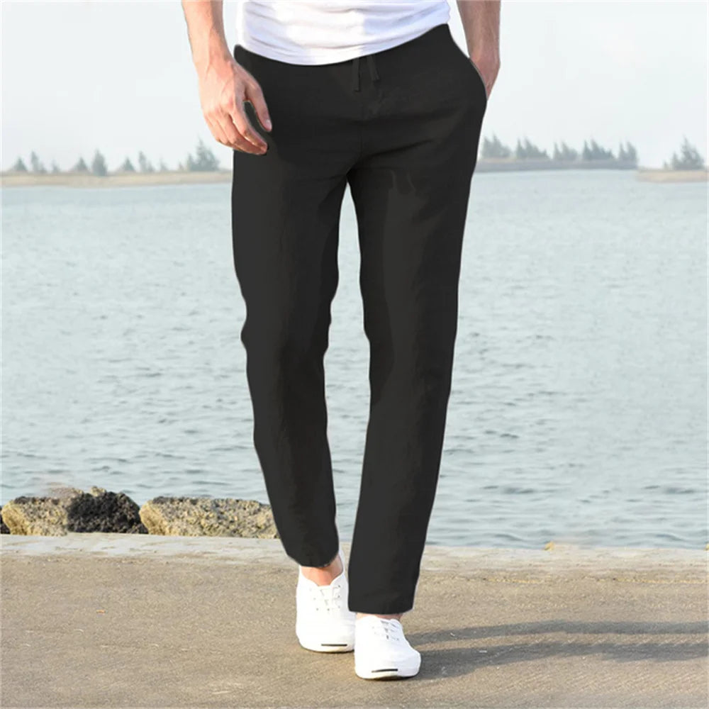 Men’s Solid Linen Trousers