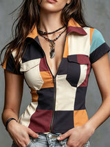 Ava Zip-Up Denim Style Shirt