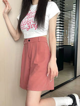 Women's Loose High Waist Suit Shorts