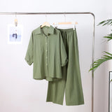 Women Cotton Wide Leg Pant Set