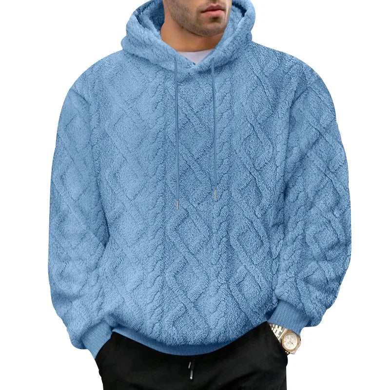 Men Velvet Hooded Pullover Sweater