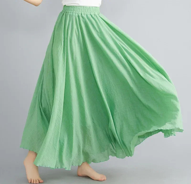 Women Linen Maxi Skirt