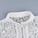 Lace Bloom Embroidered Puff Sleeve Blouse