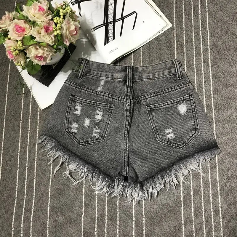 High Waist A-Line Denim Shorts for Women | Y2K Fashion