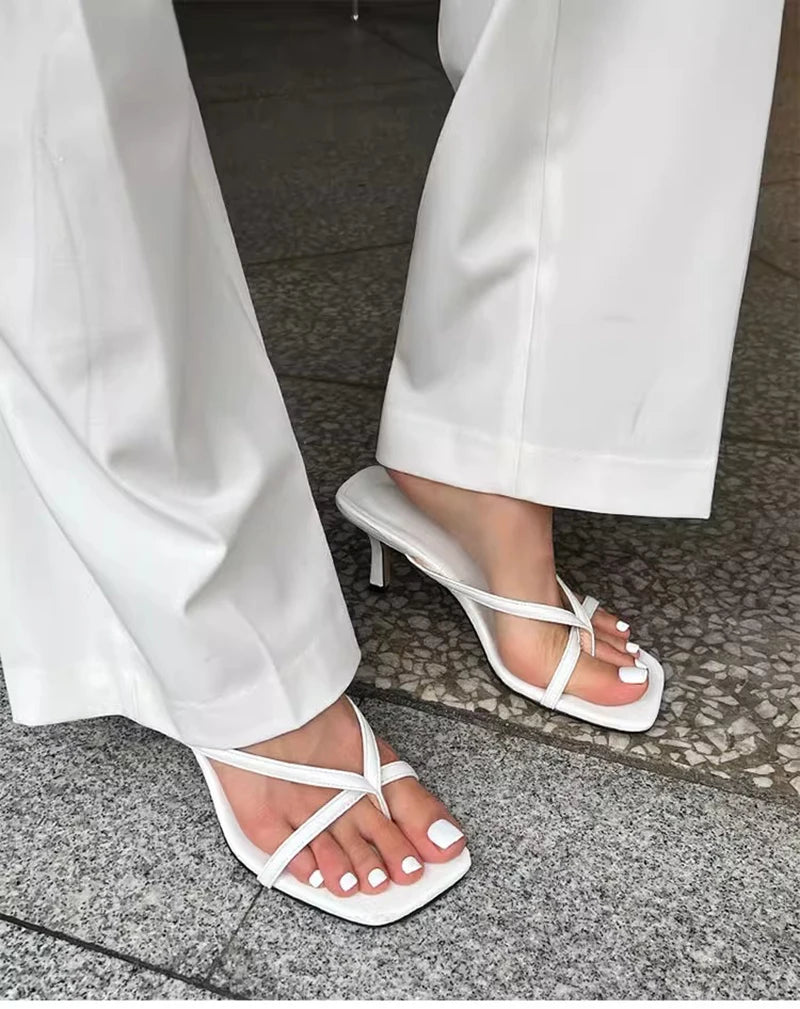 Women’s High Heel Clip Toe Slide Sandals
