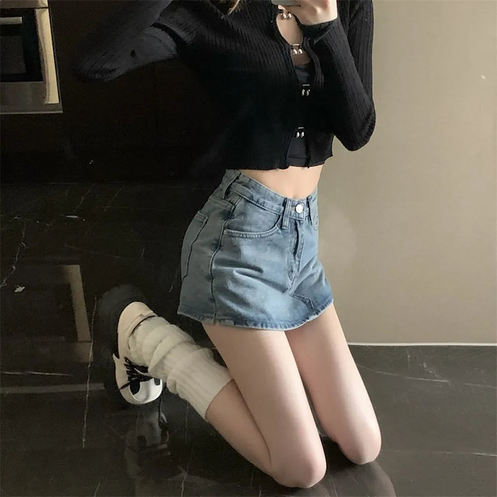 CuteGlow™ – Korean High Waist Mini Skirt (Slim Fit, Vintage Street)