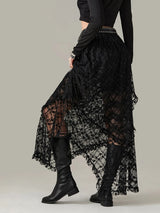 Women Navy Lace Maxi Skirt