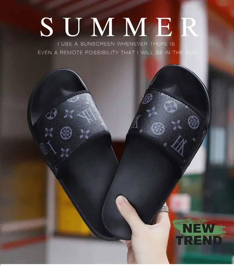 Men Genuine Leather Summer Sandals Slippers