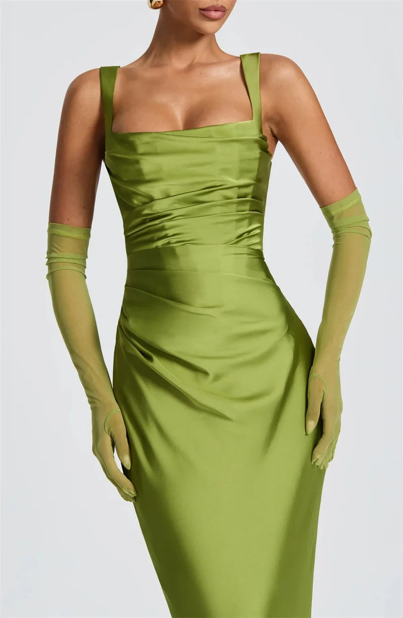 Luxe Satin Halter Evening Gown
