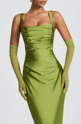 Luxe Satin Halter Evening Gown
