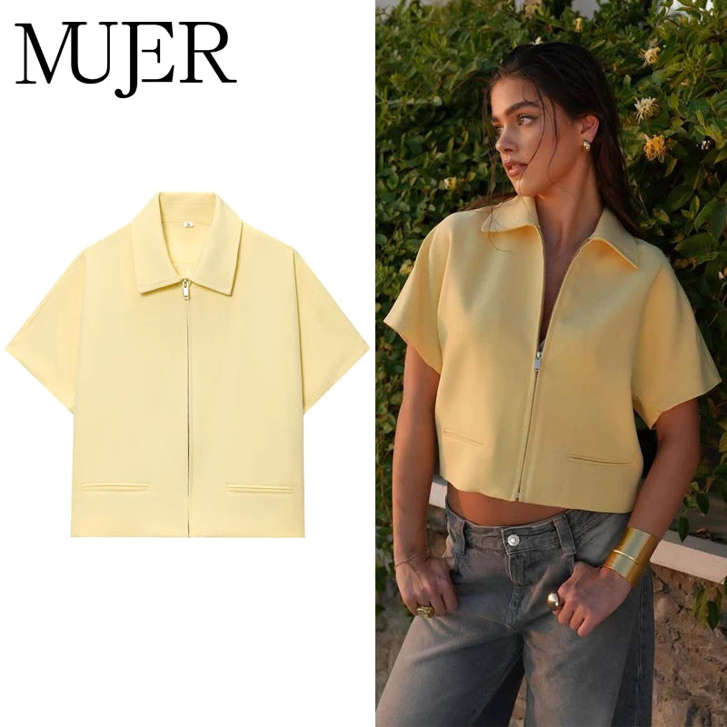MUJER Cropped Varsity Women's Zipper Jacket