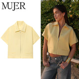 MUJER Cropped Varsity Women's Zipper Jacket