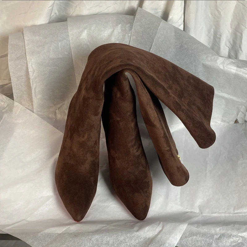 Women Pole Knee High Designer Boots – Sexy Leather High Heel