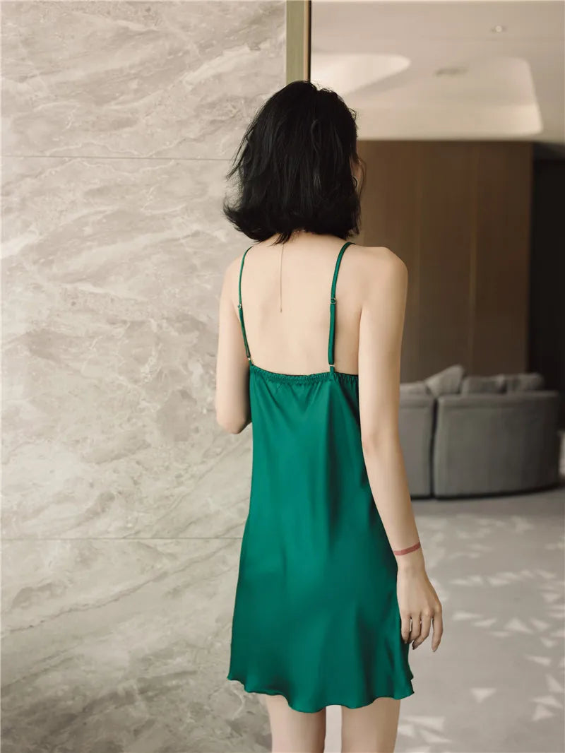 Women Ice Silk Nighty Pajamas