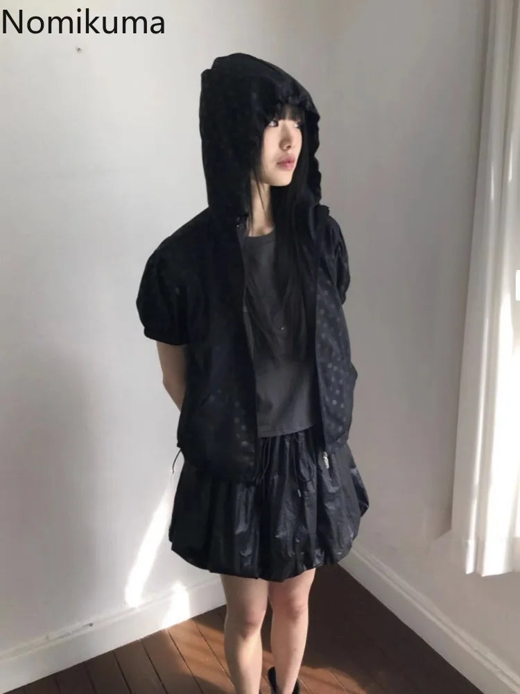 Streetwear Summer Polka Dot Hooded Jacket