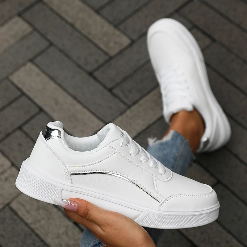 Women Sneakers Black Low Top Lace Up Shoes