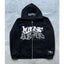 Unisex Retro Letter Zip Hoodie