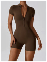 Women Summer Zipper Yoga Jumpsuit