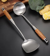 7-Piece Stainless Steel Utensil Set with Wooden Handle
