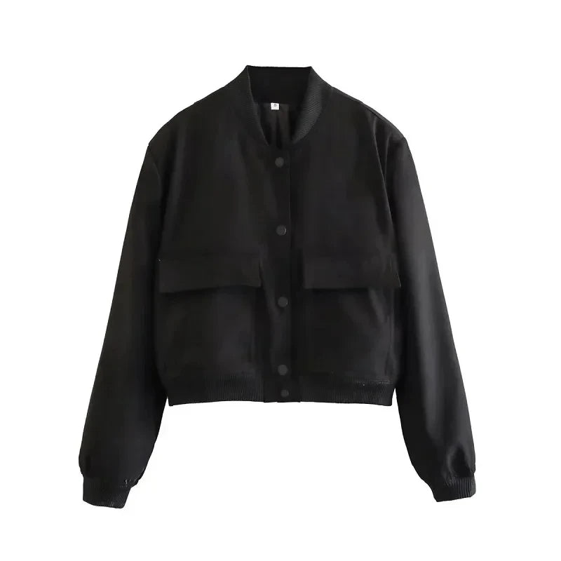 White Cropped Women's Bomber Jacket – Baseball Aviator Coat
