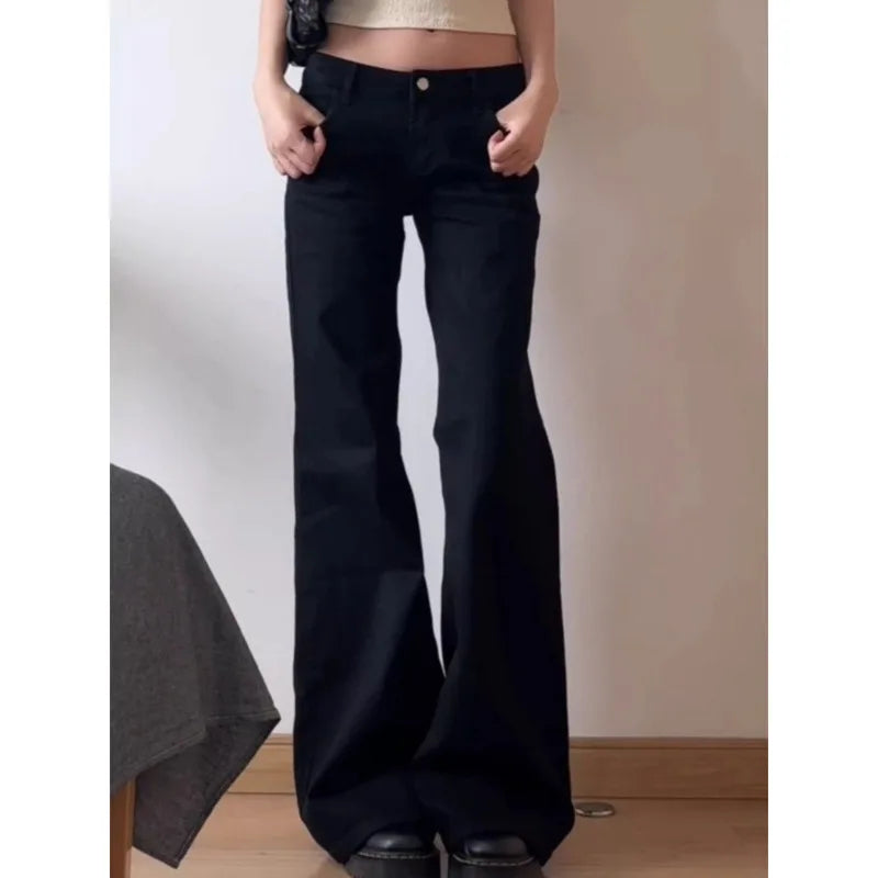 BlackMuse™ – Y2K High Waist Vintage Denim Jeans (Dark Washed, Wide Leg & Stylish)