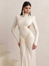 Women's Backless Ruched Maxi Dress