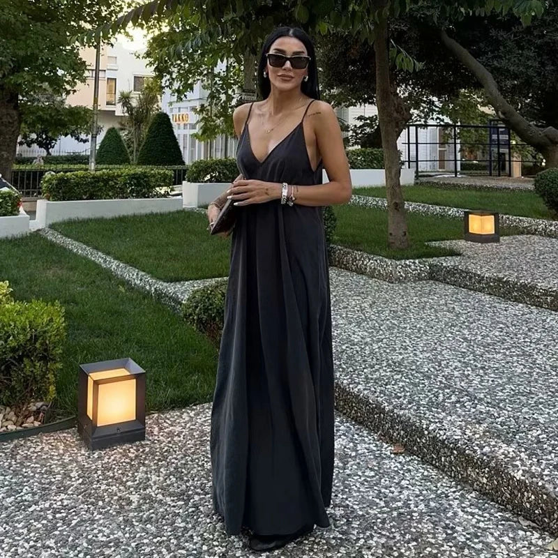 Women's Backless Slip Maxi Dress