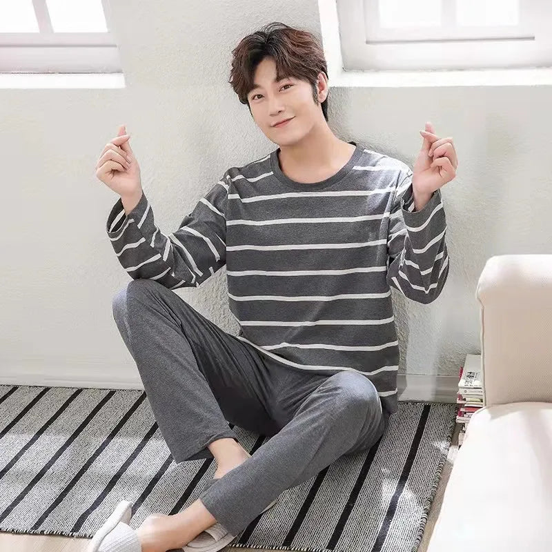 Men’s Cartoon Striped Pajama Set