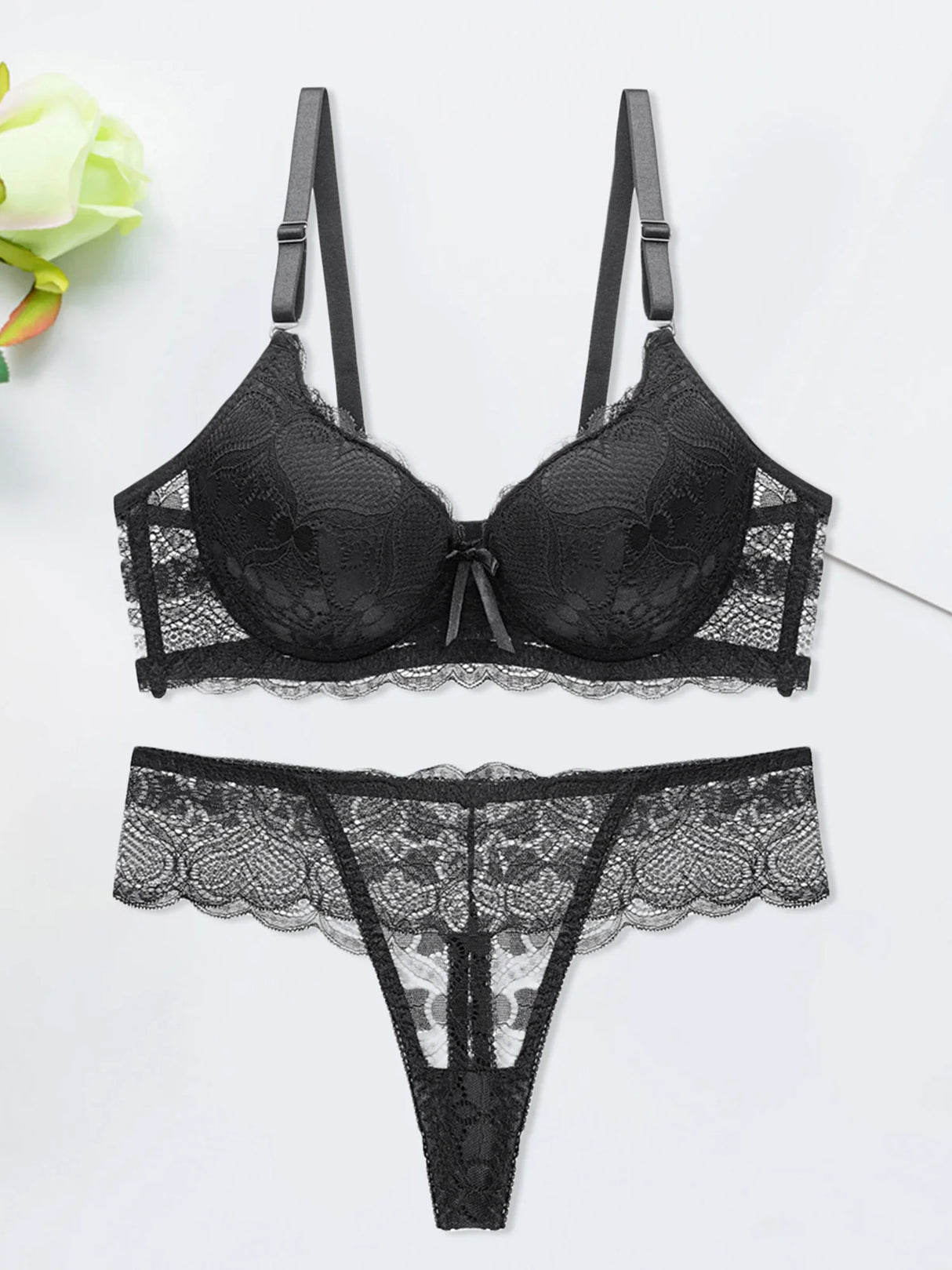 Women Floral Lace Garter Set