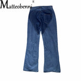 Women Hollow Out Stripe High Waist Jeans