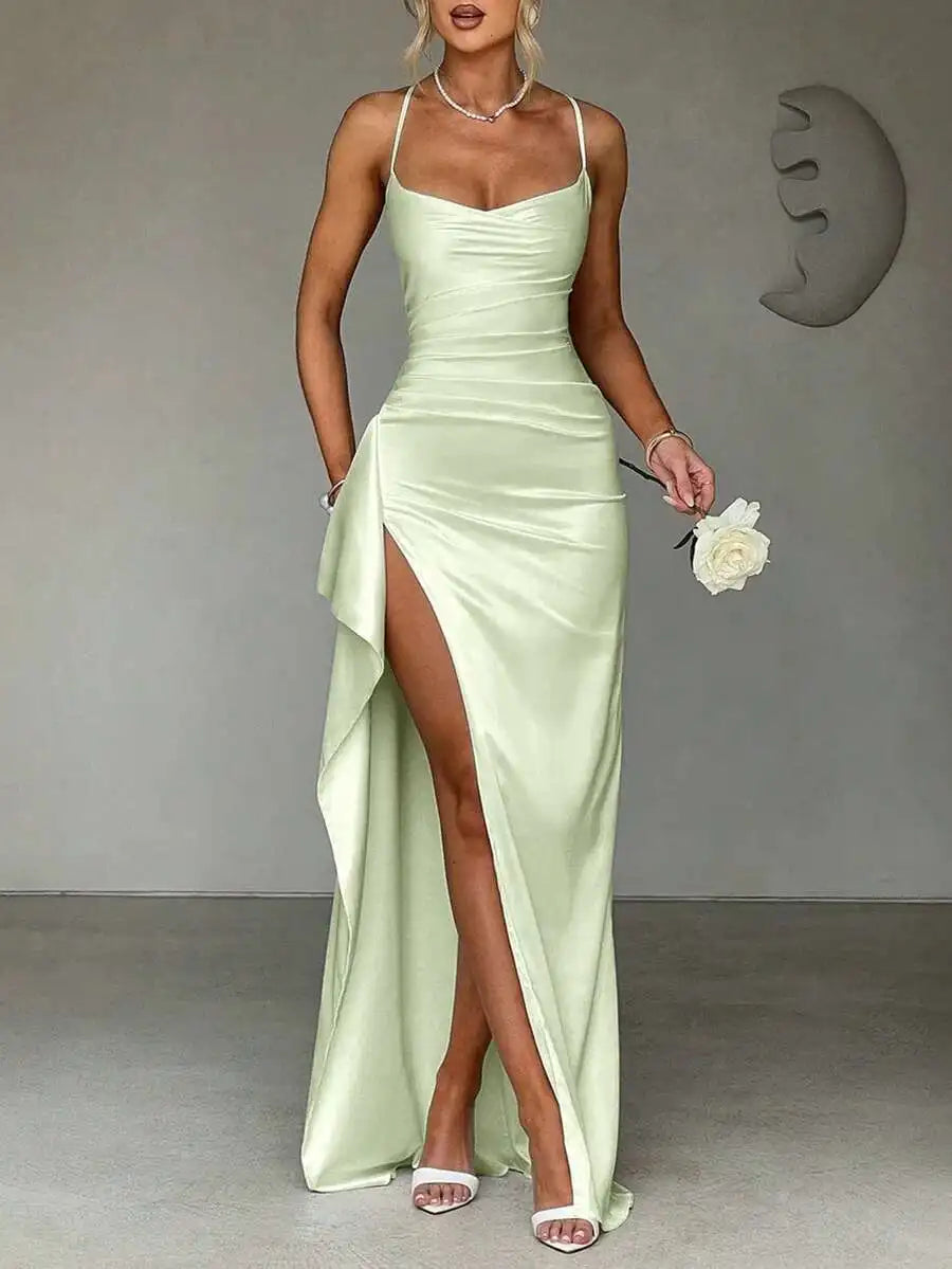 Midnight Satin Slip Gown