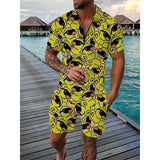 Men's 3D Print Polo & Shorts Set