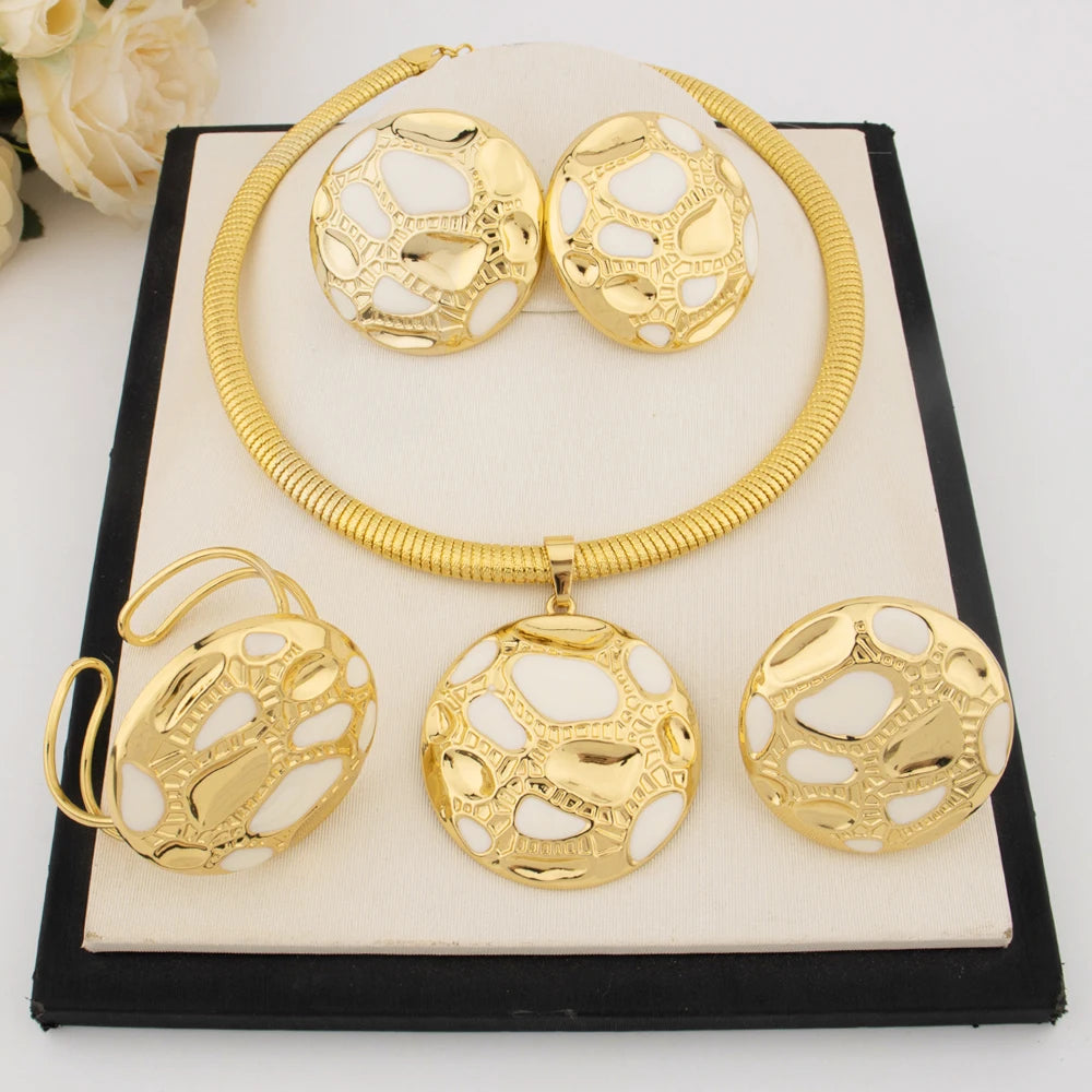 Women’s Gold Jewelry Set with Earrings & Necklace