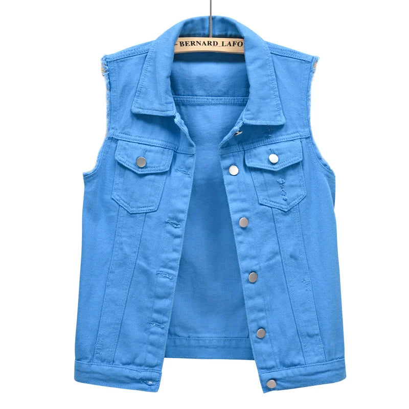 Elegant Vintage Denim Vest for Women