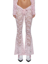 Women Lace Flare See-Through Pants
