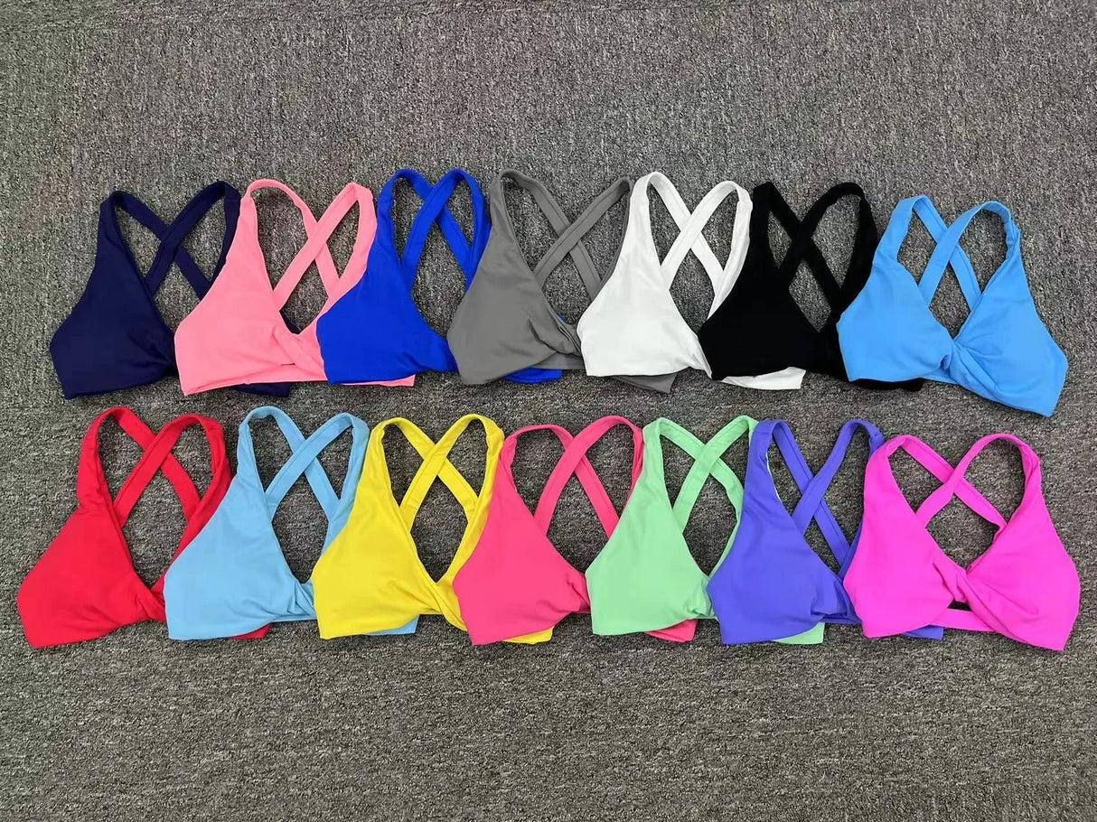 Women Twist Front Cross Back Sports Bra