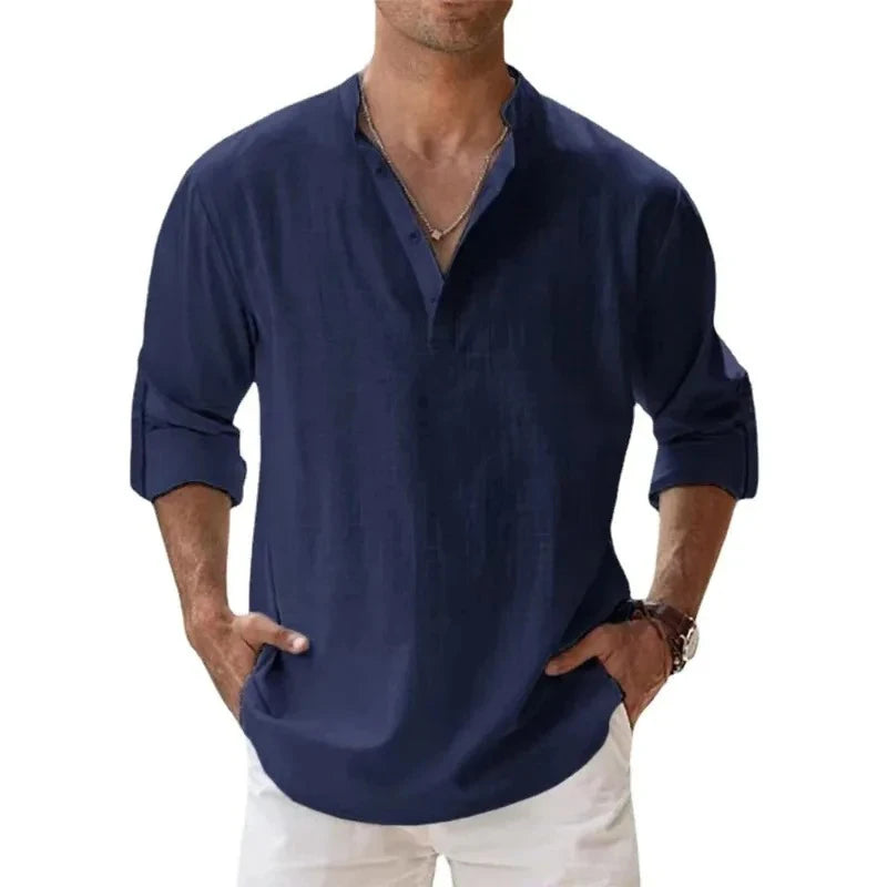 Men’s Linen Henley Shirt