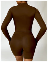 Women's Zip Long Sleeve Yoga Jacket – Gym Push-Up Sportswear Top