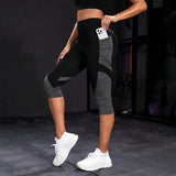 Colorblocked Capri Women's Yoga Leggings – High Waist Workout Pants with Pockets