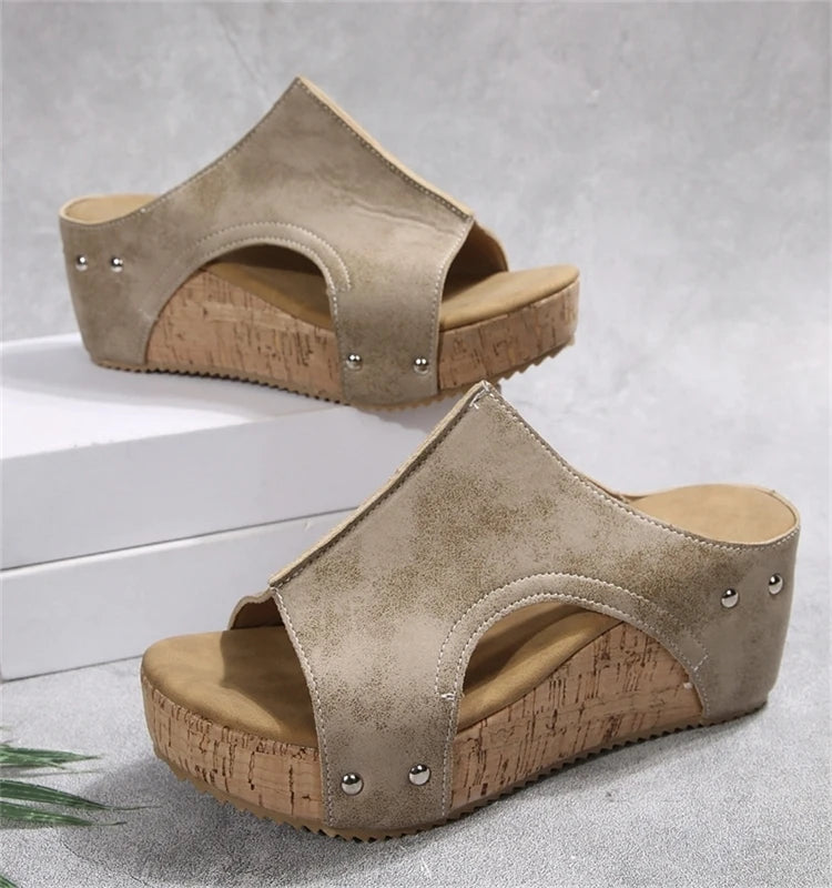 Women Elegant Wedge Sandals Casual Slides