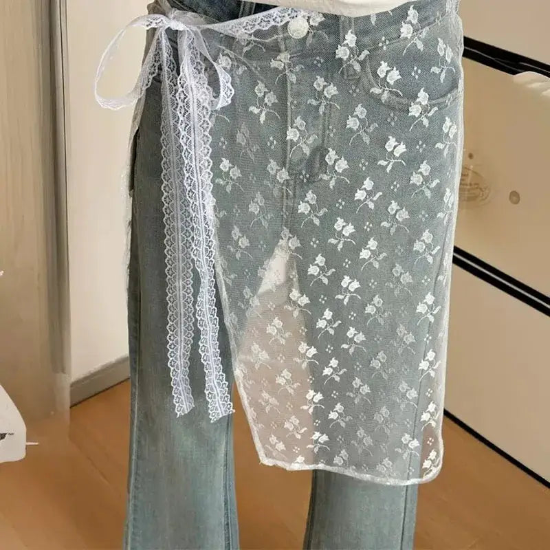 Women Vintage Lace Tulle Bandage Skirt